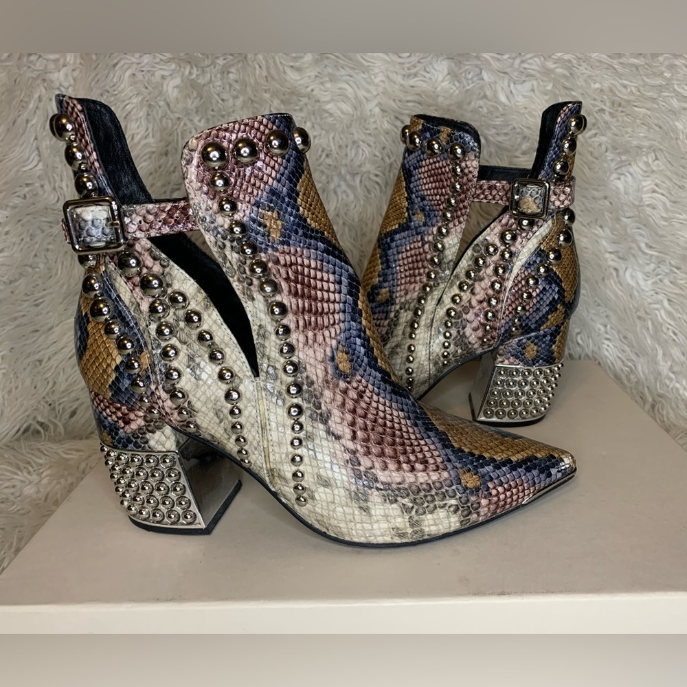 Jeffrey Campbell Snakeskin Colourful Leather Ankle Booties size US 7.5